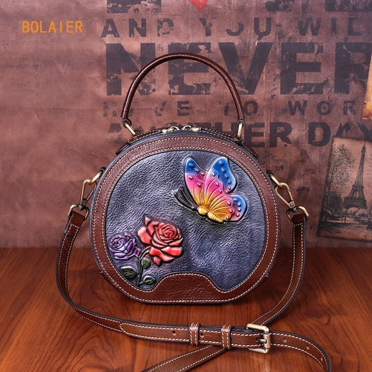 BOLAIER Butterfly Flower Leather Vintage Luxury Shoulder Bag or Handbag - My She Shop