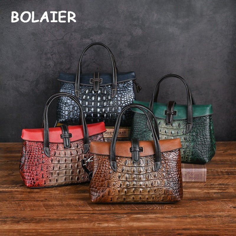 BOLAIER Embossed Textured Leather Shoulder Bag or Handbag - My She Shop