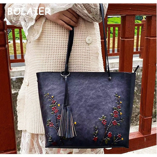 BOLAIER Large Capacity Leather Tote Style Shoulder Handbag - My She Shop