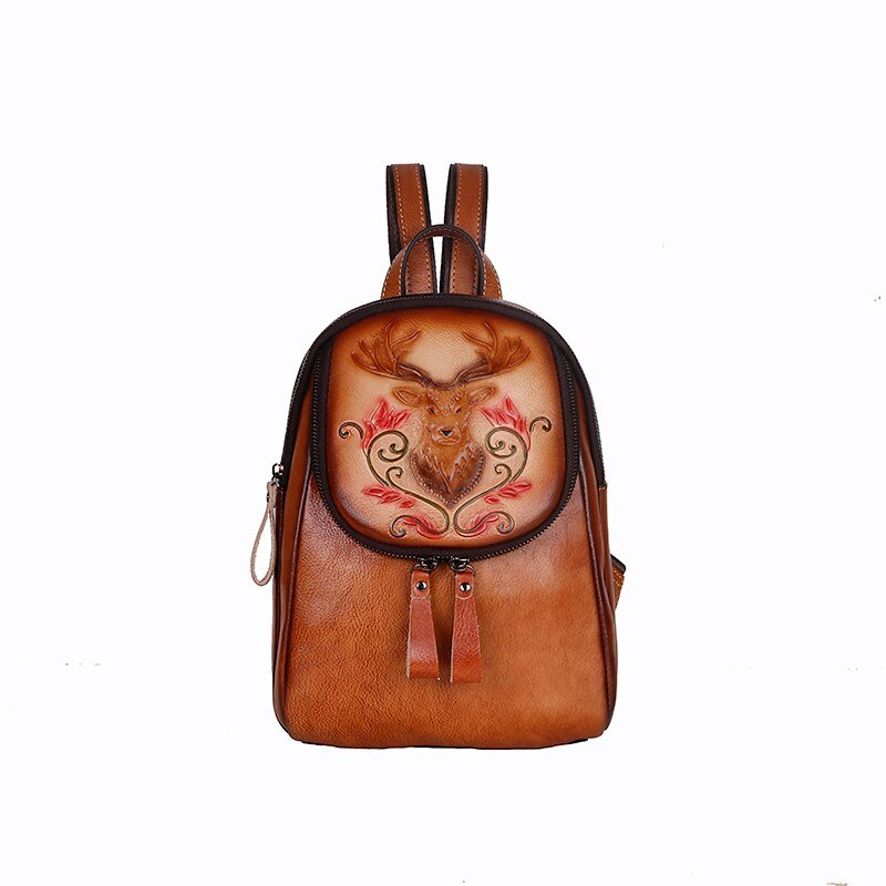 BOLAIER Leather Large-Capacity Deer Emblem Unisex Backpack Bag - My She Shop