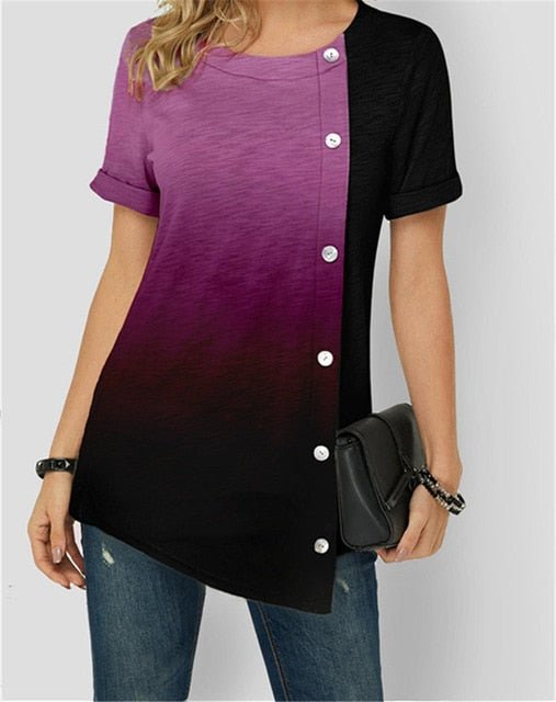 BOXDAQ Short Sleeve O-Neck Befree Poly Blend Top - My She Shop