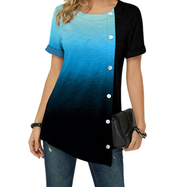 BOXDAQ Short Sleeve O-Neck Befree Poly Blend Top - My She Shop