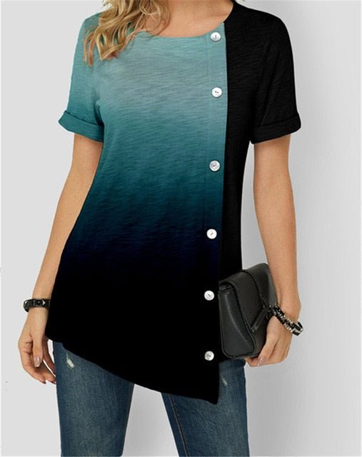 BOXDAQ Short Sleeve O-Neck Befree Poly Blend Top - My She Shop