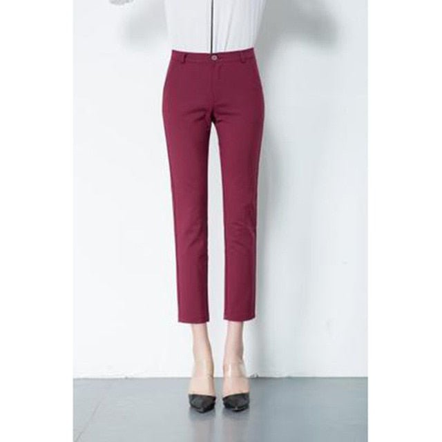 Casual Cotton Ankle-Length Zipper Fly Spandex Pencil Pants - My She Shop