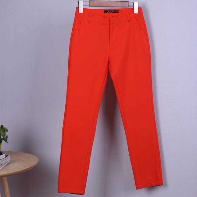 Casual Cotton Ankle-Length Zipper Fly Spandex Pencil Pants - My She Shop