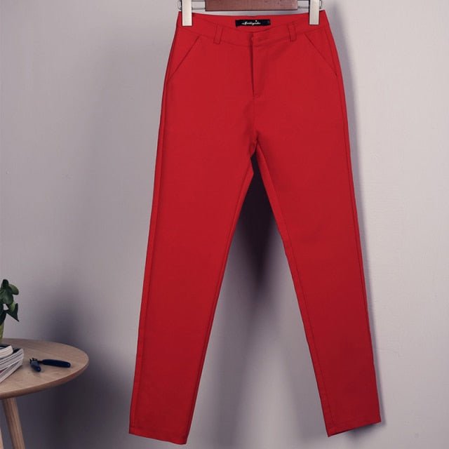 Casual Cotton Ankle-Length Zipper Fly Spandex Pencil Pants - My She Shop