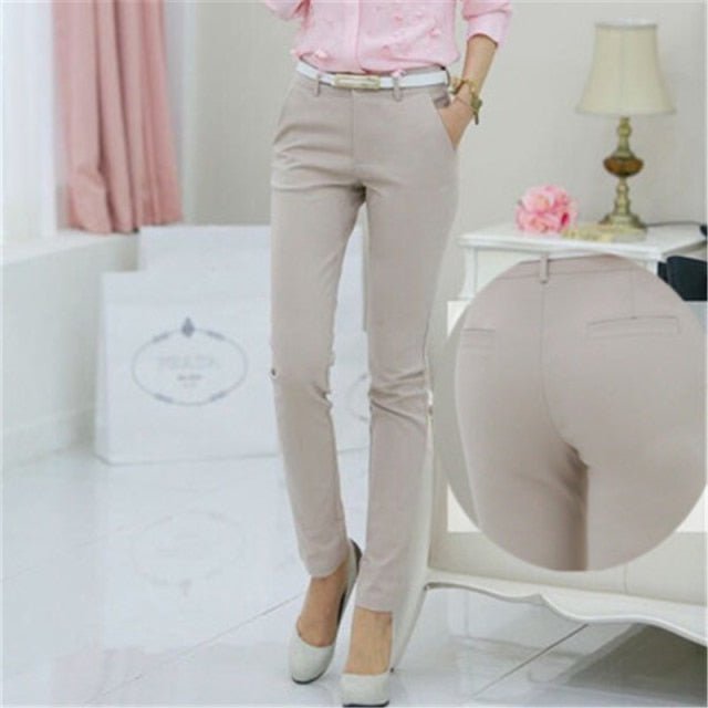 Casual Cotton Ankle-Length Zipper Fly Spandex Pencil Pants - My She Shop