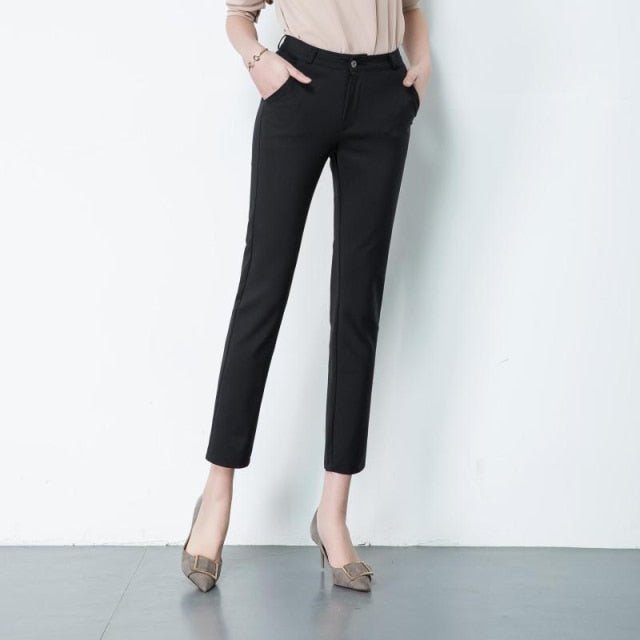 Casual Cotton Ankle-Length Zipper Fly Spandex Pencil Pants - My She Shop