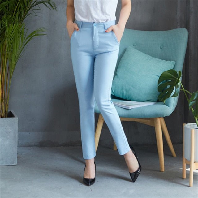 Casual Cotton Ankle-Length Zipper Fly Spandex Pencil Pants - My She Shop