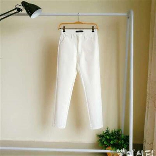 Casual Cotton Ankle-Length Zipper Fly Spandex Pencil Pants - My She Shop