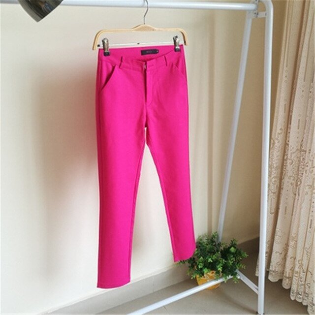 Casual Cotton Ankle-Length Zipper Fly Spandex Pencil Pants - My She Shop