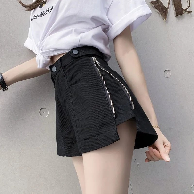 Chic Side Zipper High Waste Skort Shorts - My She Shop