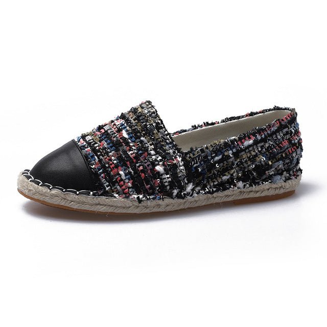 CINESSD European Patchwork Leather with Gingham Loafer Style Shoes - My She Shop