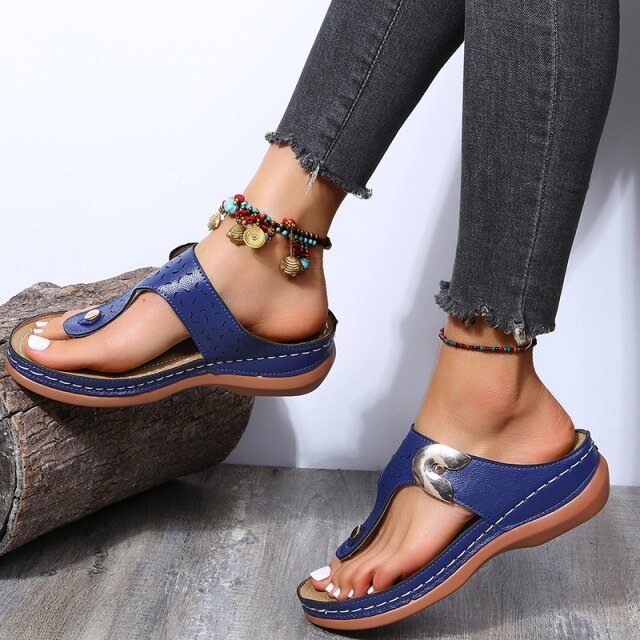 Classic Casual Low Heel Wedge Sandal Shoes - My She Shop