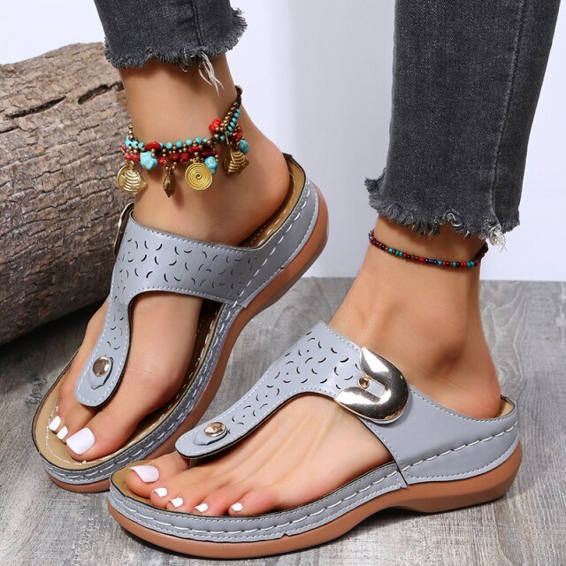 Classic Casual Low Heel Wedge Sandal Shoes - My She Shop