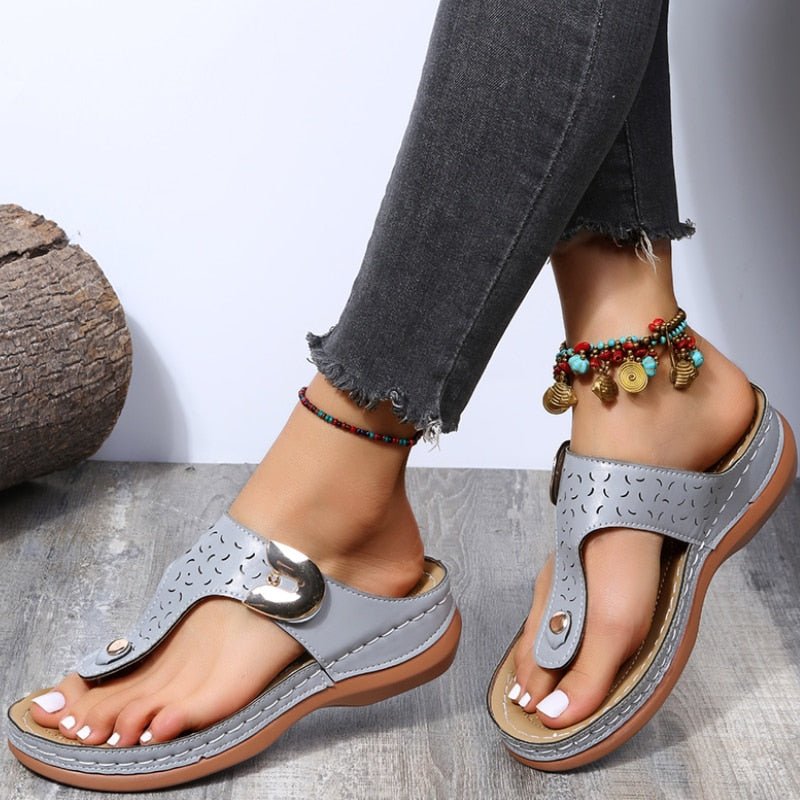 Classic Casual Low Heel Wedge Sandal Shoes - My She Shop