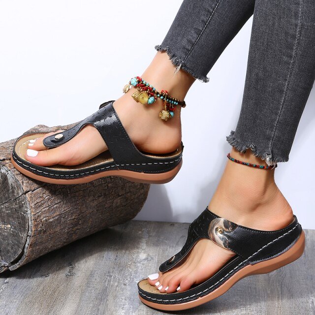 Classic Casual Low Heel Wedge Sandal Shoes - My She Shop