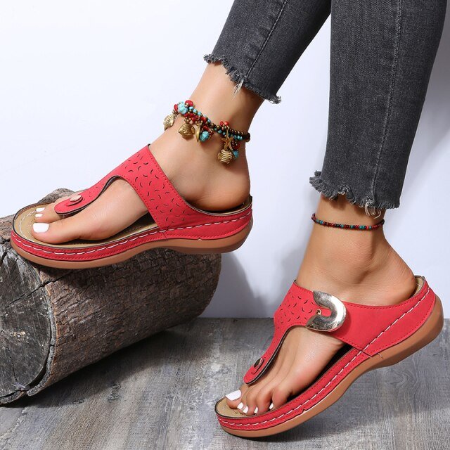 Classic Casual Low Heel Wedge Sandal Shoes - My She Shop