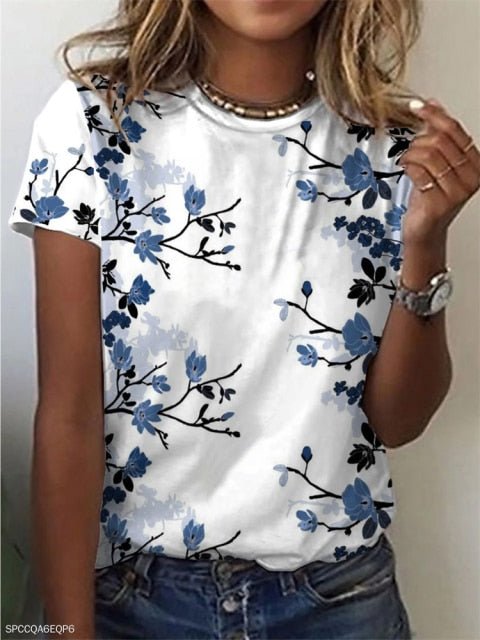 Classic Casual Multi-Choice Print T-Shirt - My She Shop