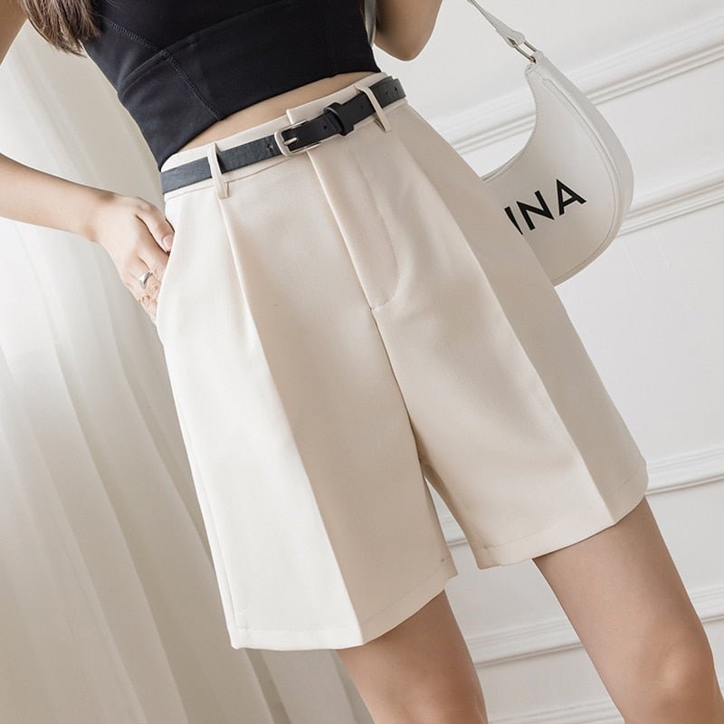 Classic High Waist Belted Shorts - My She Shop