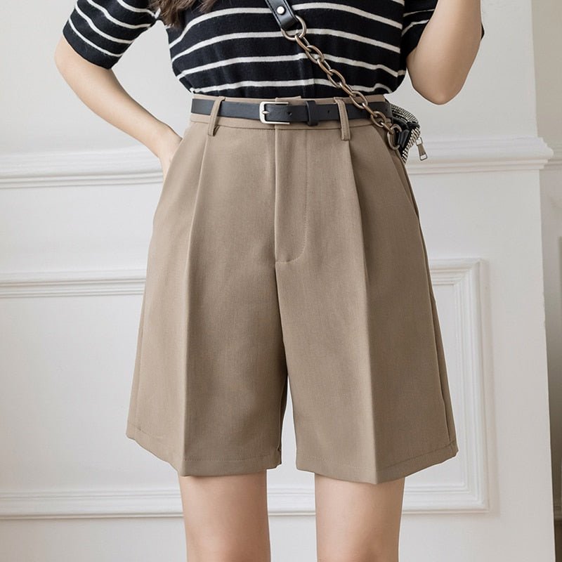 Classic High Waist Belted Shorts - My She Shop