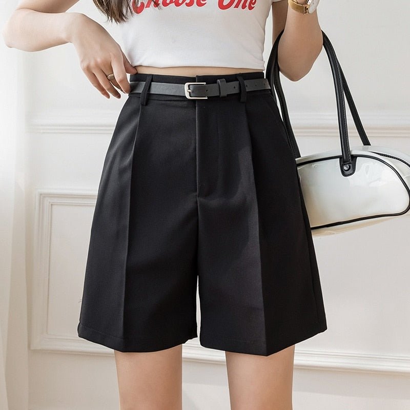 Classic High Waist Belted Shorts - My She Shop