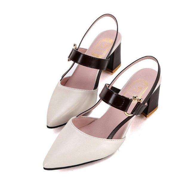 Classic Point Chunky Heel Sling Back Shoes - My She Shop