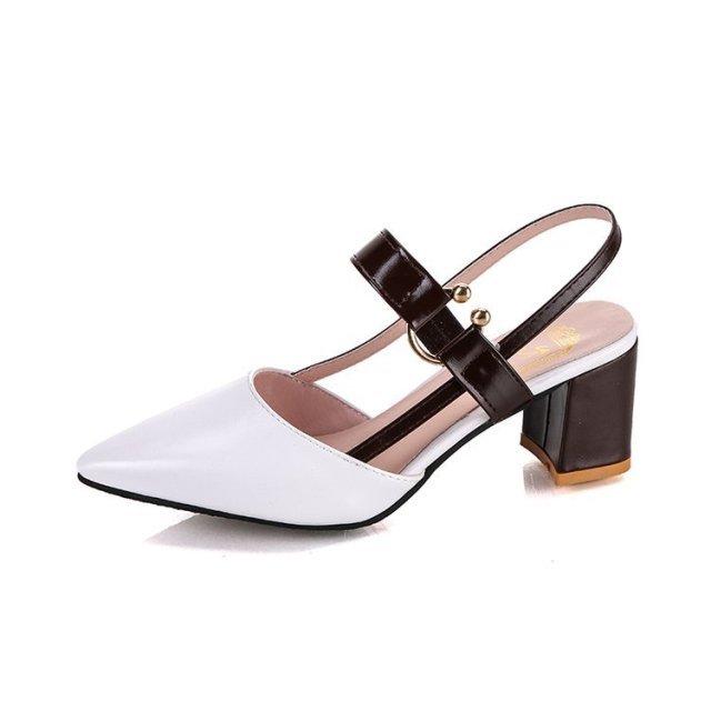 Classic Point Chunky Heel Sling Back Shoes - My She Shop