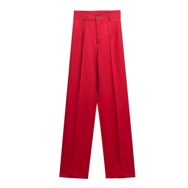 Classic Solid Straight Style High Waist Zipper Fly Pants - My She Shop