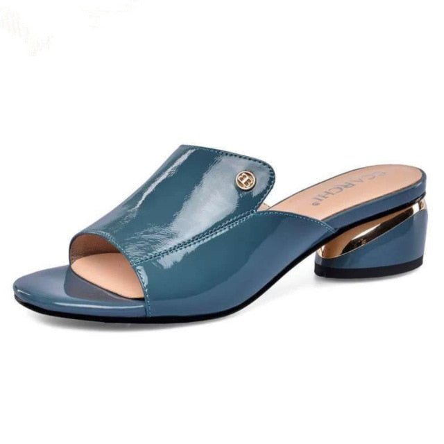 COMEMORE Classy Slip On Low Heel Backless Sandal Shoes - My She Shop