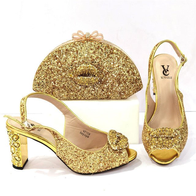 COZOK Classy Bling Slingback Shoes with Matching Bag - My She Shop