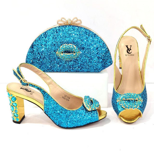 COZOK Classy Bling Slingback Shoes with Matching Bag - My She Shop