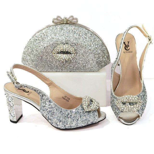 COZOK Classy Bling Slingback Shoes with Matching Bag - My She Shop