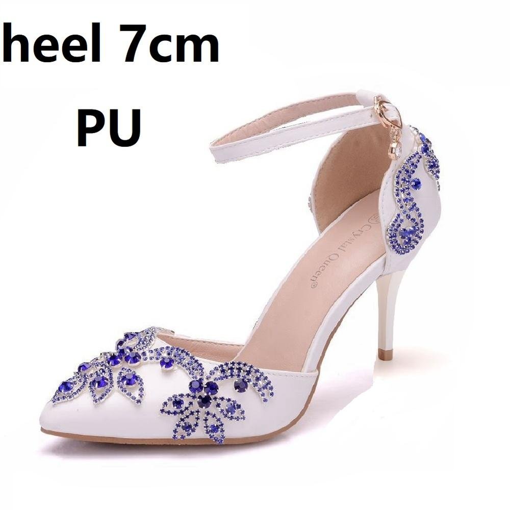 CRYSTAL QUEEN Luxury Pointed Toe Multi-Choice High Heel Crystal Applique Ankle Strap Shoes - My She Shop