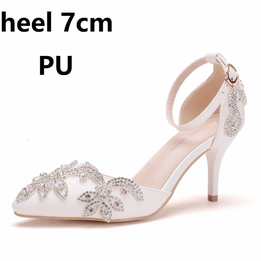 CRYSTAL QUEEN Luxury Pointed Toe Multi-Choice High Heel Crystal Applique Ankle Strap Shoes - My She Shop