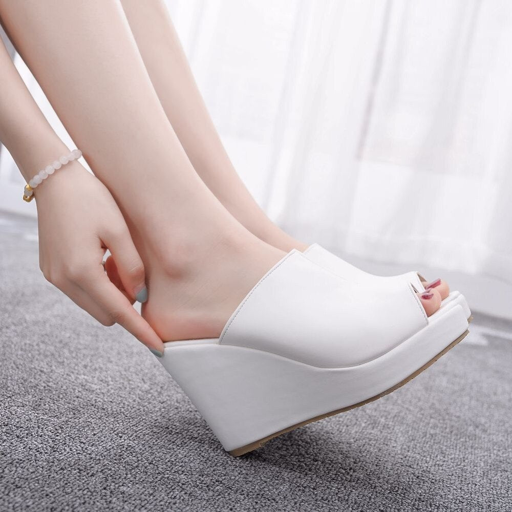 CRYSTAL QUEEN Platform High Wedges Slip-On Shoes - My She Shop