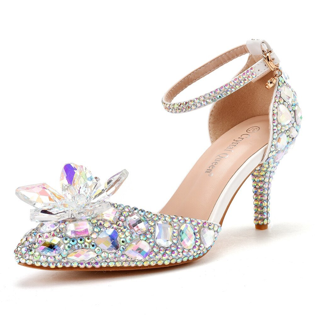 CRYSTAL QUEEN Rockin' Rhinestone Ankle Strap Shoes - My She Shop