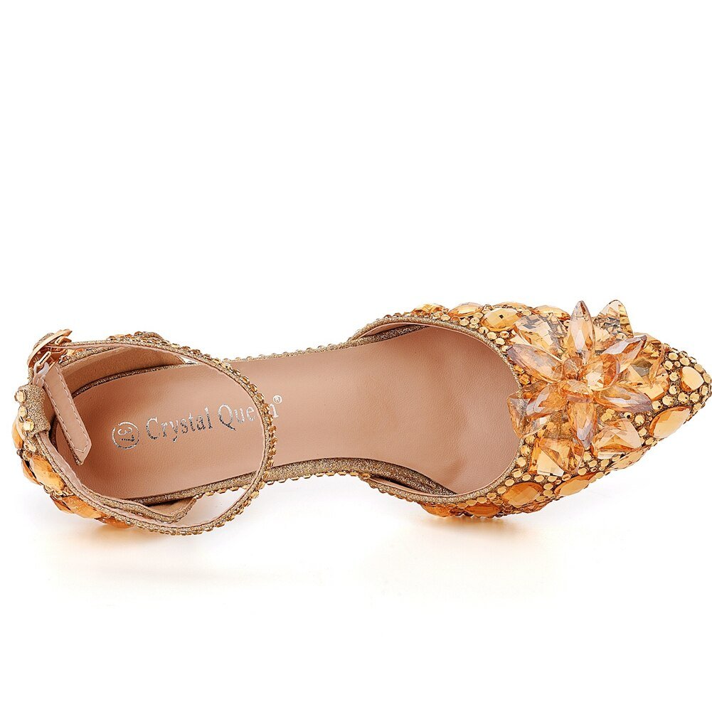 CRYSTAL QUEEN Rockin' Rhinestone Ankle Strap Shoes - My She Shop