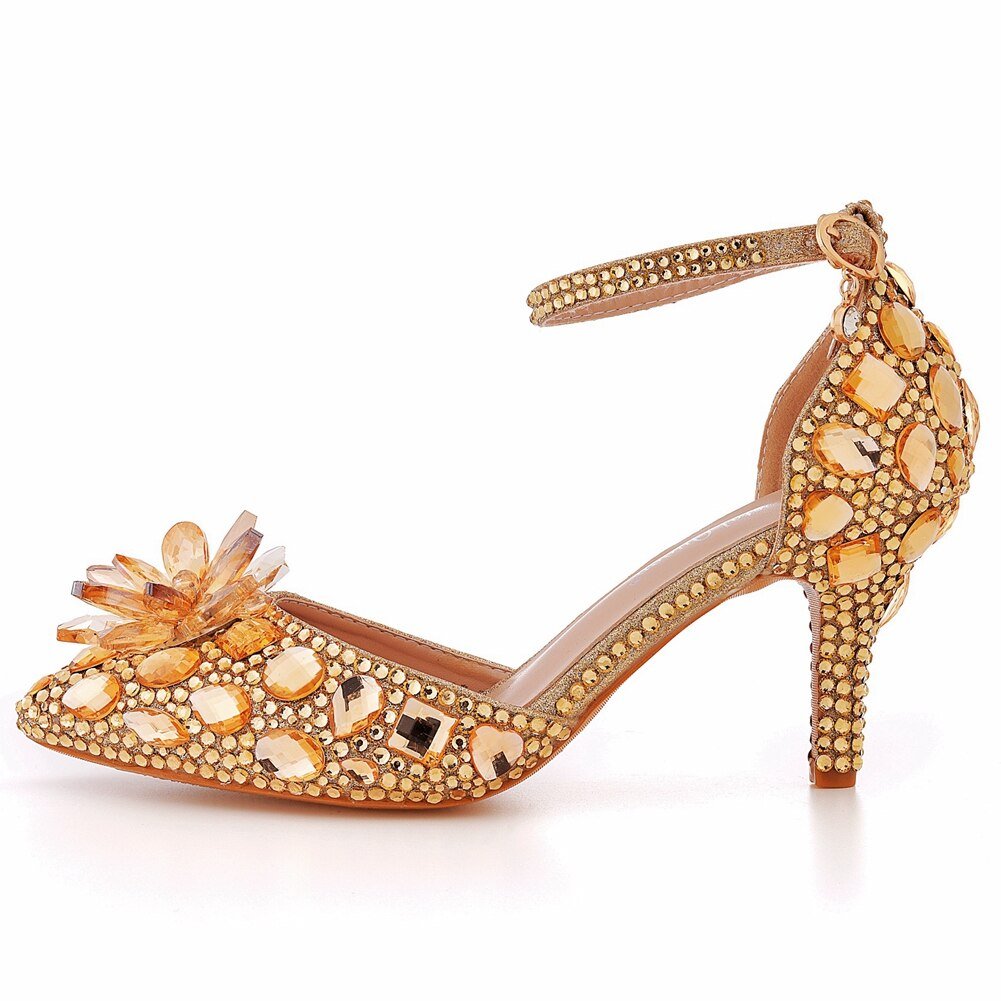 CRYSTAL QUEEN Rockin' Rhinestone Ankle Strap Shoes - My She Shop