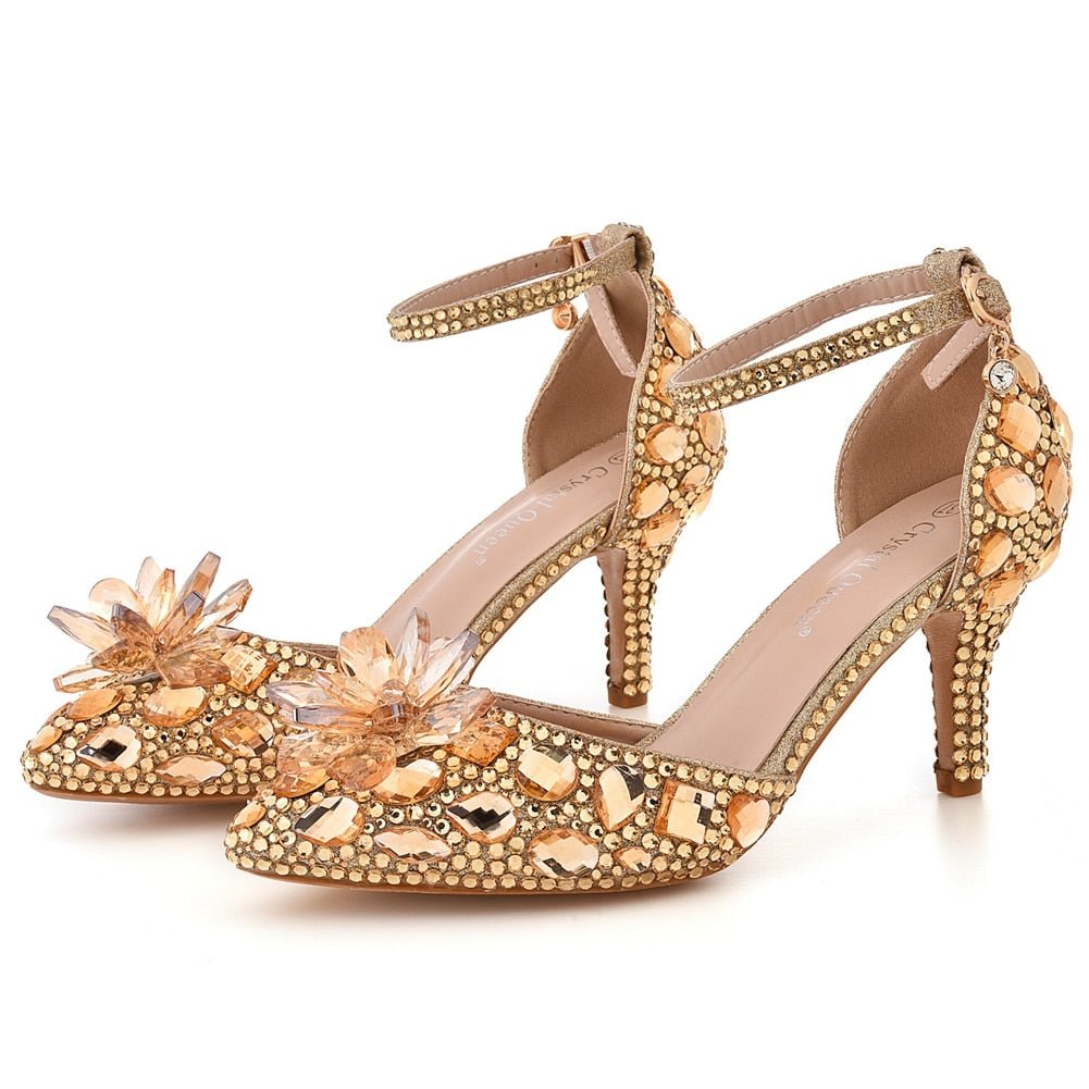 CRYSTAL QUEEN Rockin' Rhinestone Ankle Strap Shoes - My She Shop