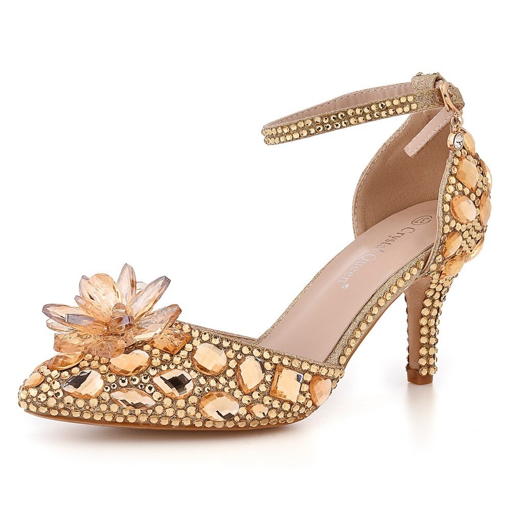 CRYSTAL QUEEN Rockin' Rhinestone Ankle Strap Shoes - My She Shop