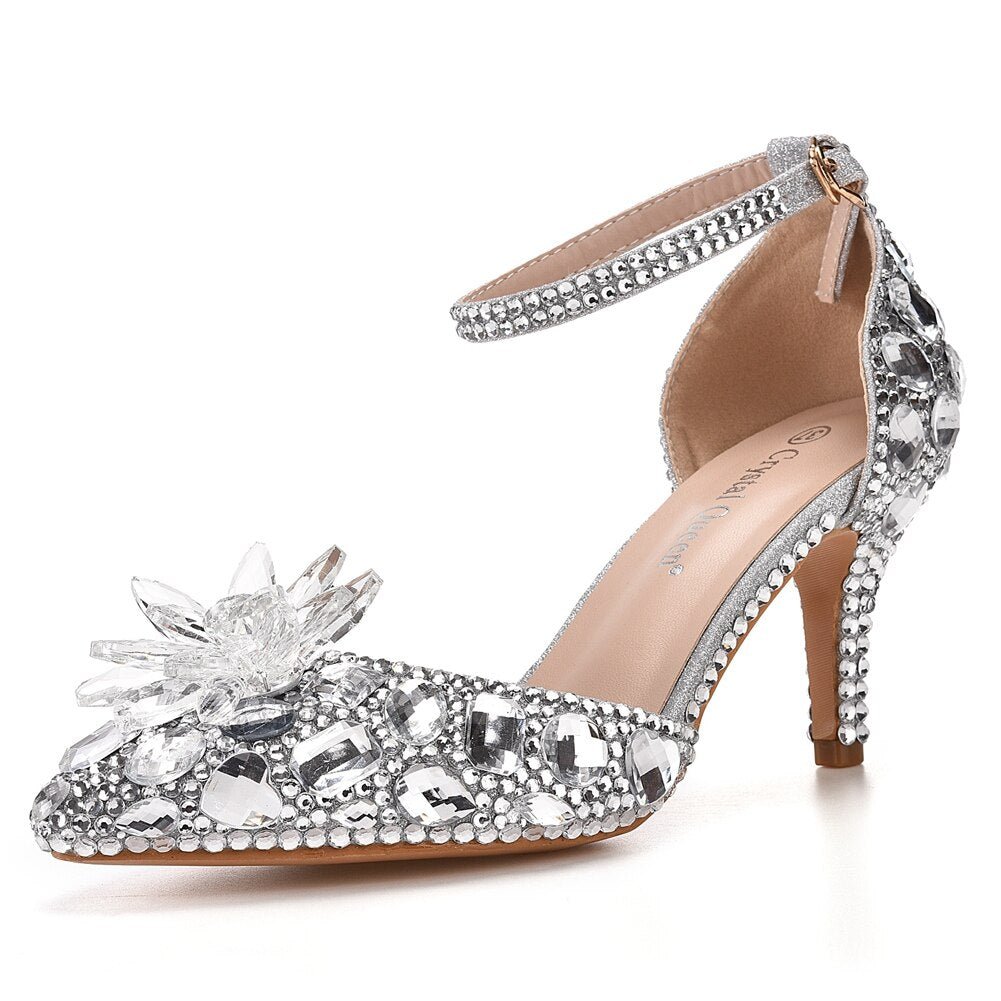 CRYSTAL QUEEN Rockin' Rhinestone Ankle Strap Shoes - My She Shop