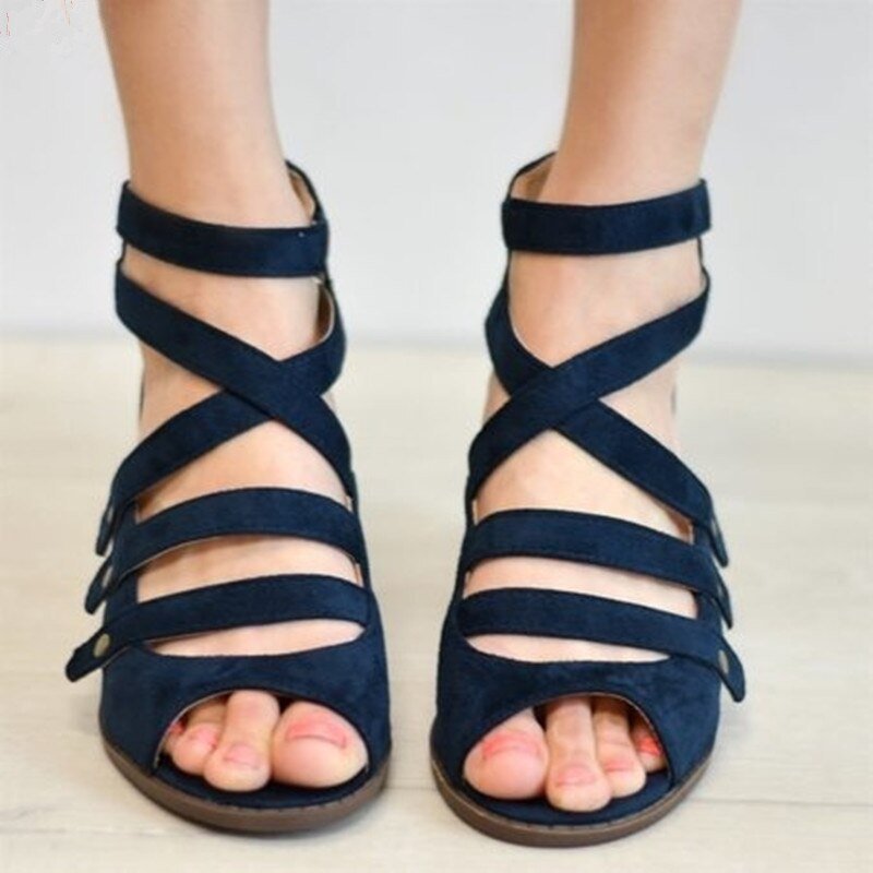 DLROOTY Zipper Back Strappy Sandal Shoes - My She Shop