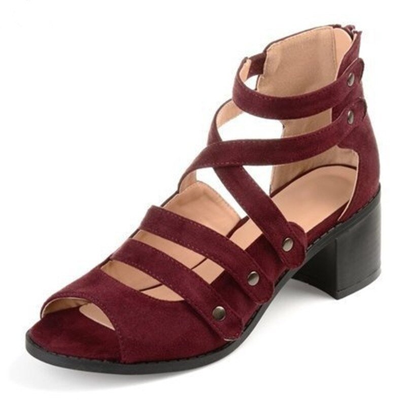 DLROOTY Zipper Back Strappy Sandal Shoes - My She Shop