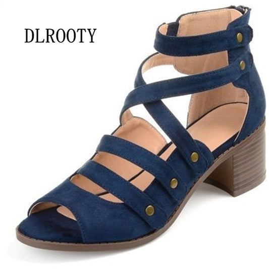 DLROOTY Zipper Back Strappy Sandal Shoes - My She Shop