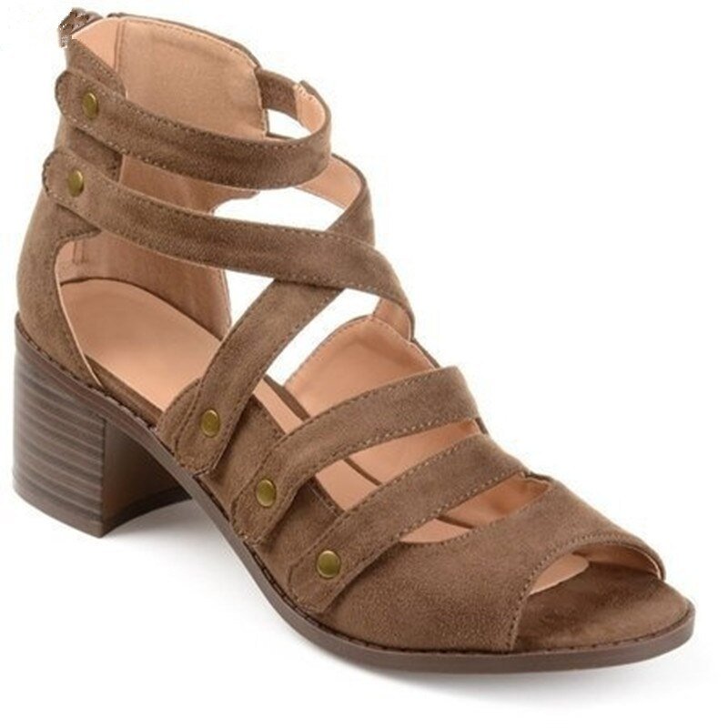 DLROOTY Zipper Back Strappy Sandal Shoes - My She Shop