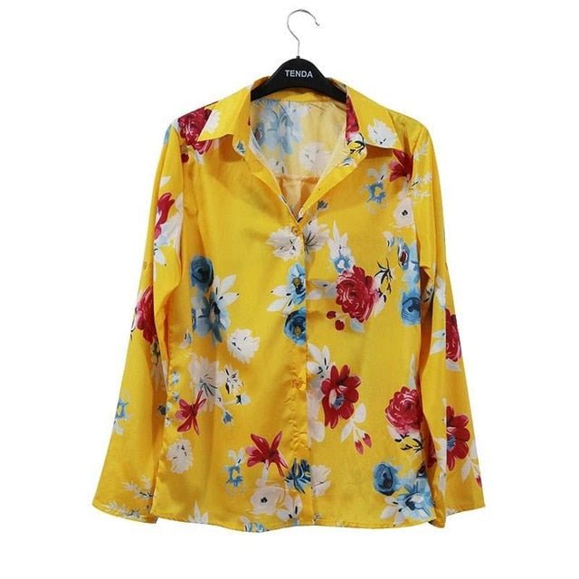 DOKER Fun Print Chiffon Button Down Collar Blouse - My She Shop