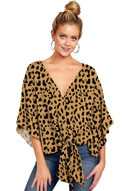 DOKER Super Cool Front Waste Tie Befree Flare Sleeve Pull-Over Plus Size Blouse - My She Shop