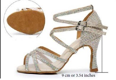 Dynamite Satin Rhinestone Soft Bottom Ballroom Dance Shoes - My She Shop