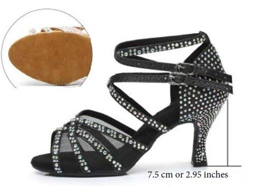 Dynamite Satin Rhinestone Soft Bottom Ballroom Dance Shoes - My She Shop